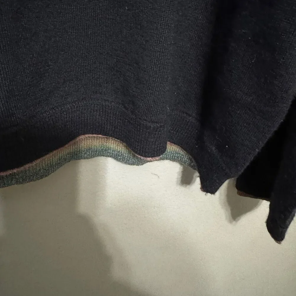 Robert Graham Wool V Neck Pullover Sweater Fitted black size XL